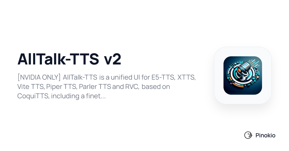 AllTalk-TTS v2 on Pinokio