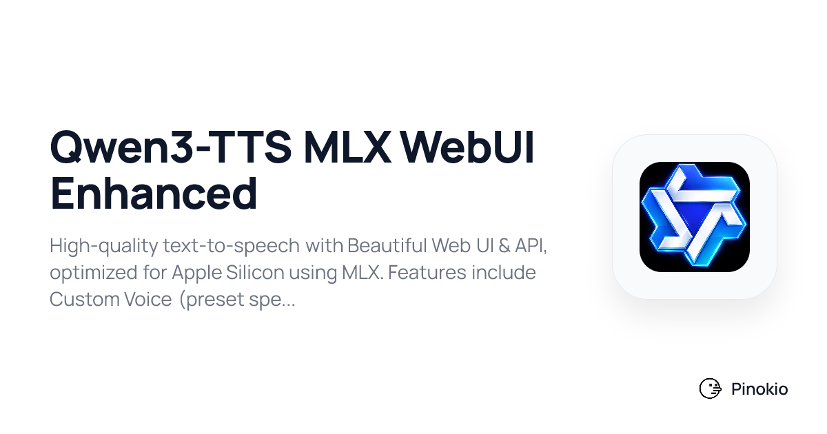 Qwen3-TTS MLX WebUI Enhanced on Pinokio