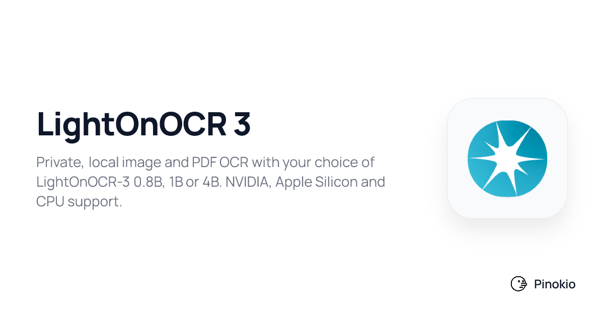 LightOnOCR 3 on Pinokio