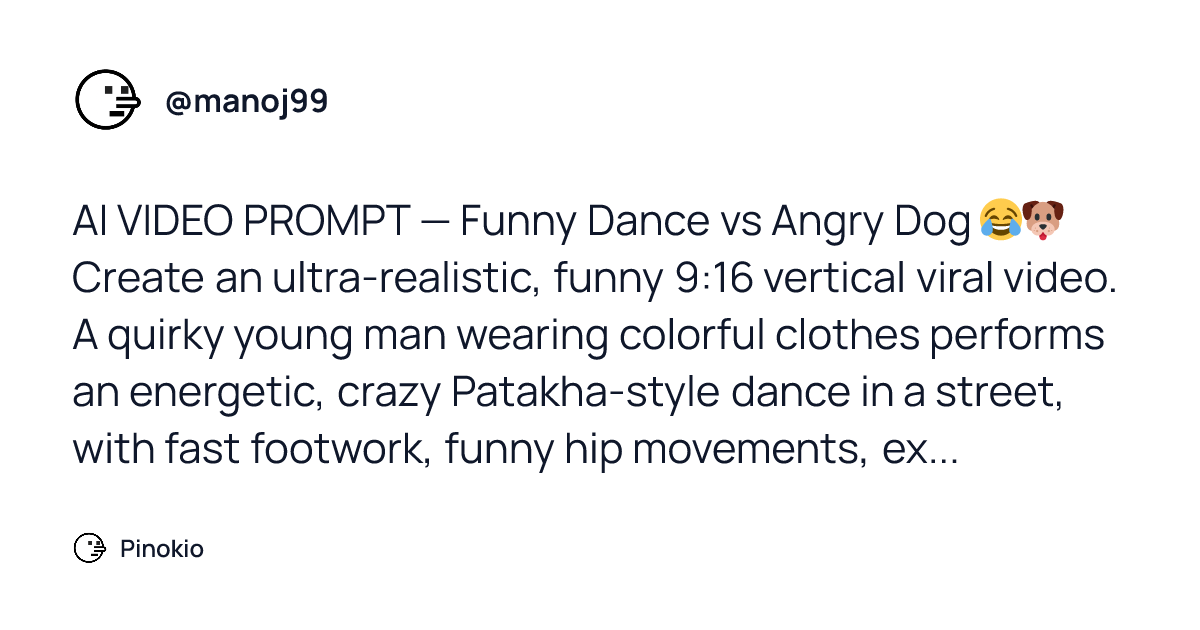 @manoj99: AI VIDEO PROMPT — Funny Dance vs Angry Dog 😂🐶 Create an ultra ...